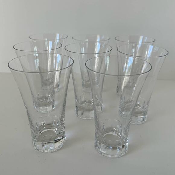 Vintage Fostoria Stockholm crystal thumbprints, 1960s highball glasses set of 8 - Picture 1 of 9